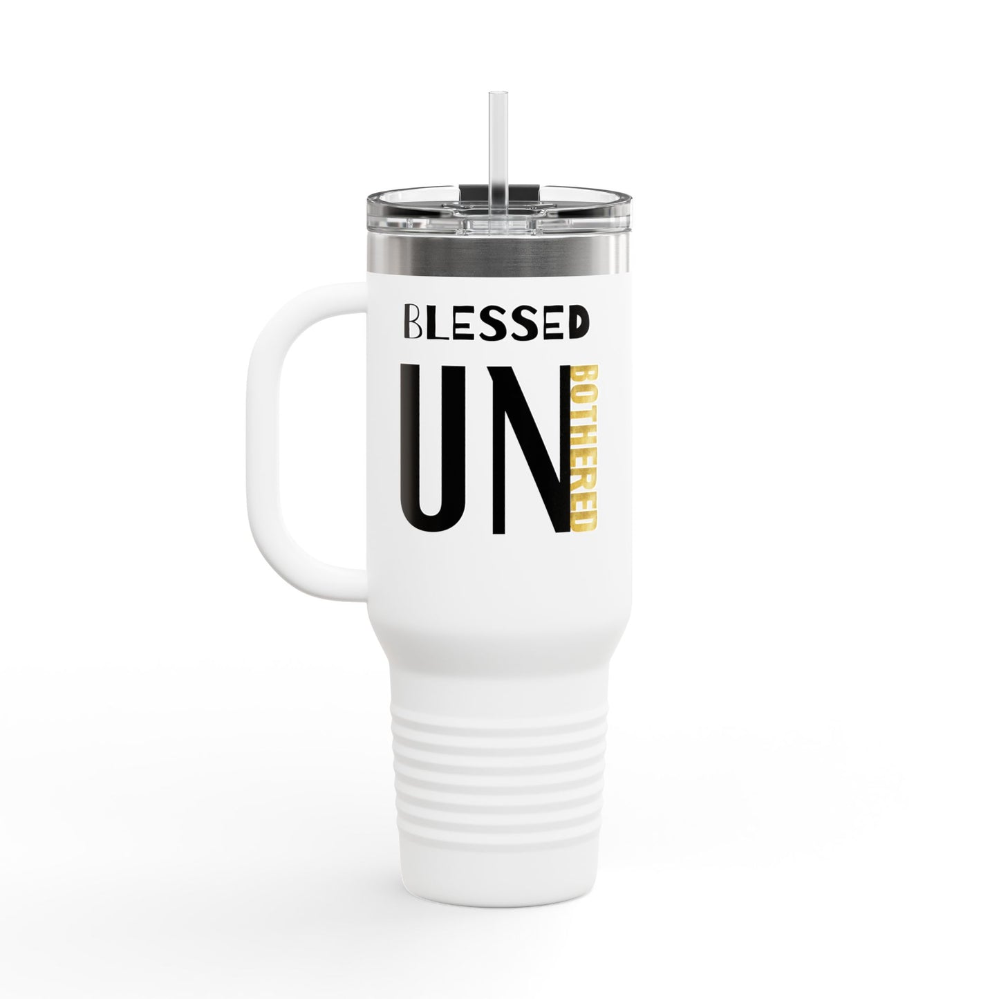 Travel Mug - Bold Statement 'BOTHERED' Gold Metallic Lettering - 40oz Insulated Tumbler