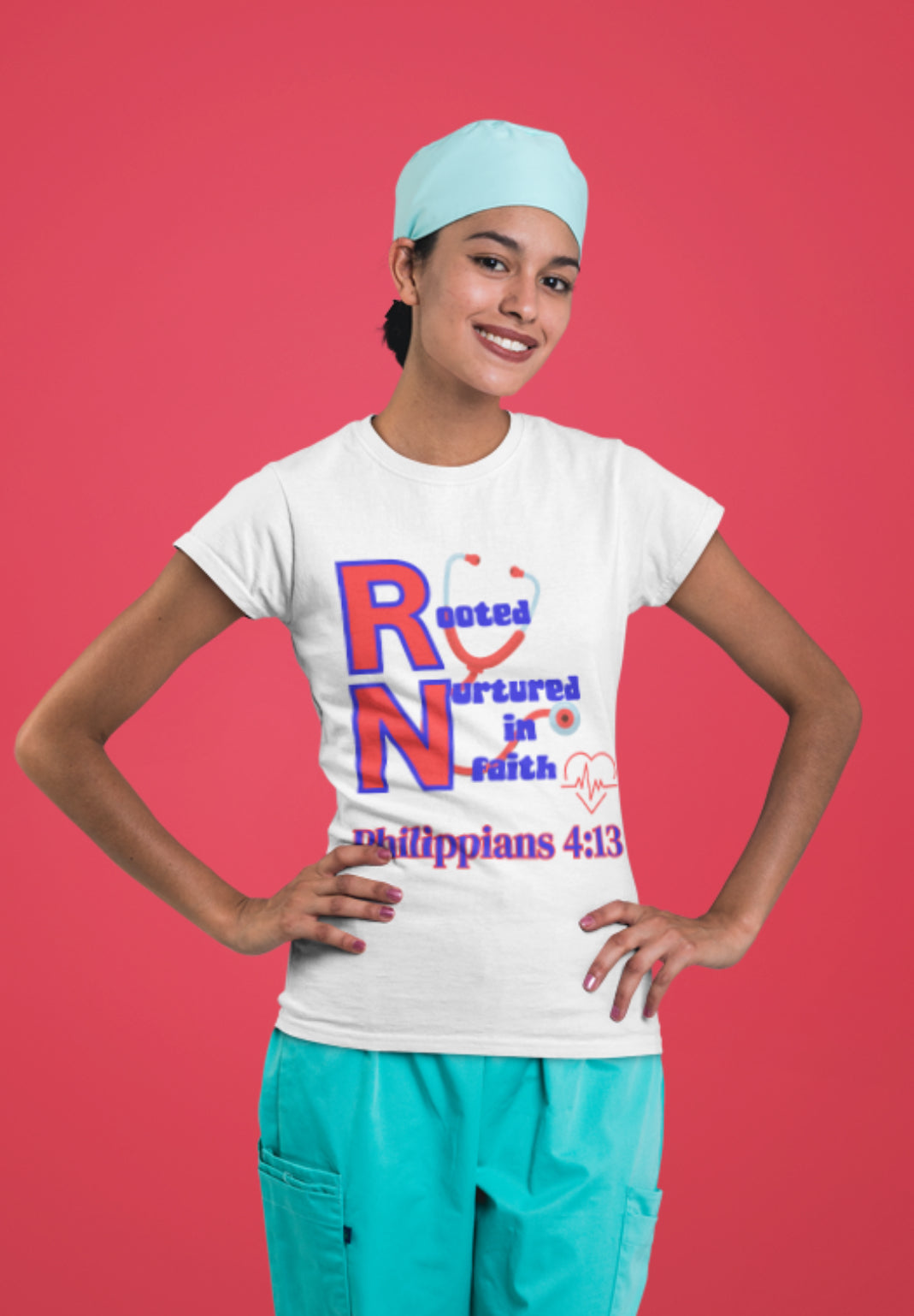 RN Faith T-Shirt, Christian Nurse Tee, Philippians 4:13 Shirt, Medical Staff Gift, Inspirational Apparel