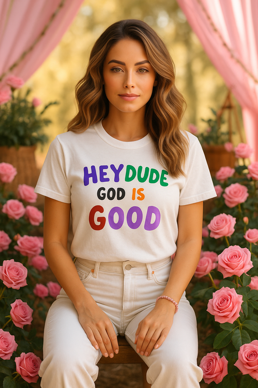 Hey Dude GOD Is Good Unisex Cotton Crew Tee