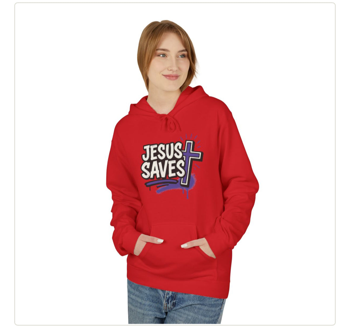 Jesus Saves Hoodie | Faith-Based Fleece Hoodie for Comfort & Inspiration, Christian Apparel